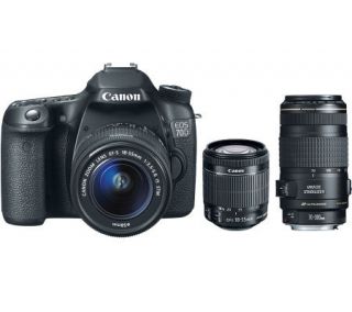 Canon EOS 70D 20.2MP DSLR w/ 18 55mm Lens & 70 300mm Zoom Len —