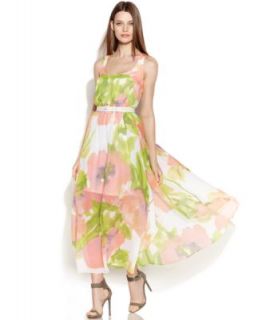 Jessica Simpson Lace Back Floral Blouson Maxi Dress