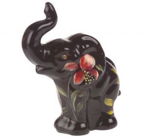 Fenton Art Glass Black Glass Elephant Figurine —