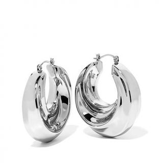 Stately Steel Wavy Stainless Steel Hoop Earrings   7675922