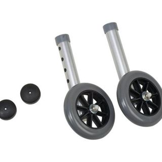 Mabis Silver Walker Wheels with Glide Cap Kits (Pack of 2)