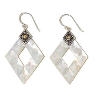 Bali Designs by Robert Manse Mother of Pearl Diamond Shape Drop 2 Tone Earrings   7971063