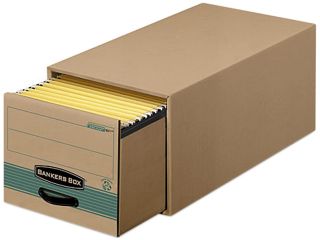 BANKERS BOX Super Stor/Drawer Steel Plus Storage Box, Letter, Kraft/Green, 6/Carton