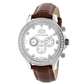 Luxurman Mens Liberty White MOP 2ct Diamond Watch with Metal Band and