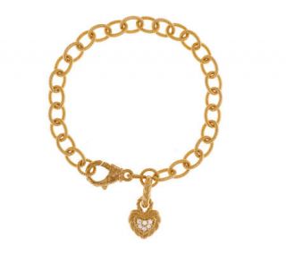 Judith Ripka Sterling 14K Gold Clad 7 1/4 Bracelet w/ Heart Charm —
