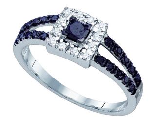 14K White Gold 0.58CT Black Diamond Fashion Ring