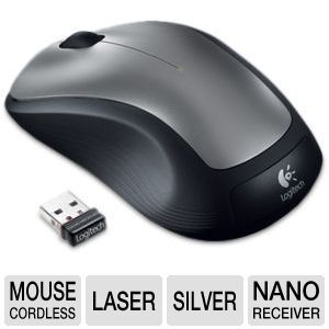 Logitech 910 001675 M310 Wireless Mouse   2.4GHz, Plug and Forget Nano Receiver, Ambidextrous, Silver