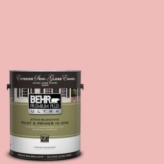 BEHR Premium Plus Ultra 1 gal. #BIC 04 Pink Taffy Semi Gloss Enamel Exterior Paint 585001