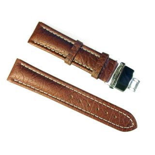 Banda Wyoming Buffalo Leather Watchband with Stainless Double Folding