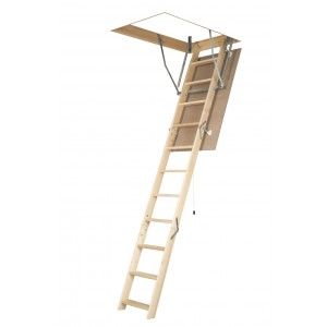 Fakro 66848 Attic Ladder, LWN Series 47 in. x 25 in. 8 ft. 11 in. Wooden Basic   250 lbs. Load Capacity