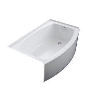 KOHLER Expanse 5 ft. Acrylic Right Hand Drain Curved Apron Front Non Whirlpool Bathtub in White K 1100 RA 0