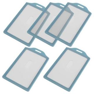 Light Blue Clear Plastic Vertical Business Working ID Badge Name Card Holder 5pcs