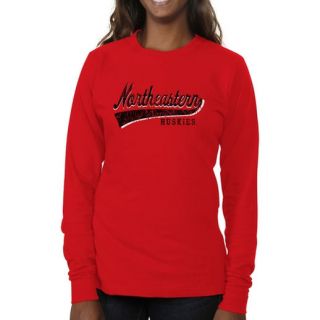 Northeastern Huskies Womens All American Secondary Long Sleeve Slim Fit T Shirt   Red