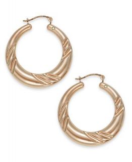 Signature Gold™ Graduated Swirl Hoop Earrings in 14k Rose Gold over
