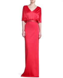 St. John Collection Sateen Milano Knit Gown, Grenadine
