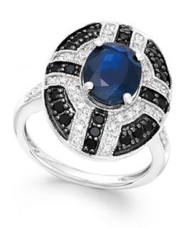 Sapphire (1 9/10 ct. t.w.) and Black and White Diamond (5/8 ct. t.w