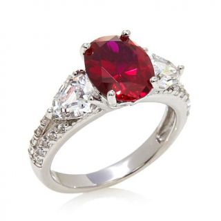 Jean Dousset 5.26ct Absolute™ and Created Ruby 3 Stone Sterling Silver Ri   7641157