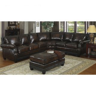 Fairhaven Leather Sectional Sofa/ Cocktail Ottoman  