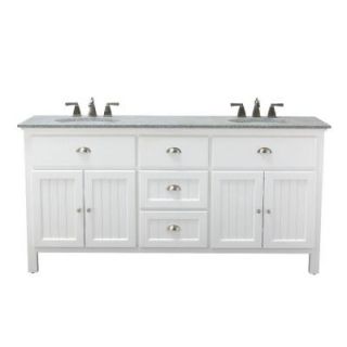 Home Decorators Collection Ridgemore 71 in. W x 22 in. D Vanity in White with Granite Vanity Top in Grey with White Basin 3062600410