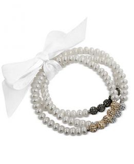 Honora Style Cultured Freshwater Pearl (6mm) and Crystal Bead Bracelet