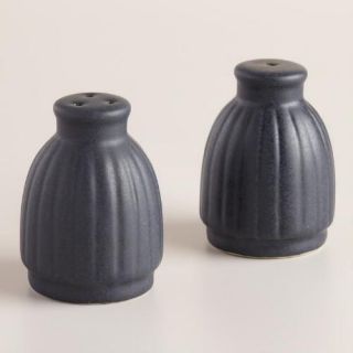 Matte Black Ribbed Salt and Pepper Shaker Set