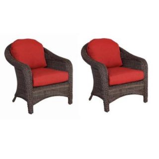 Hampton Bay Walnut Creek Patio Club Chair with Red Cushions (2 Pack) DISCONTINUED FRS62265 Red