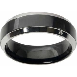 Daxx Men's Stainless Steel Black Beveled Fashion Ring, 7mm