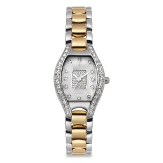 Womens Two tone Quartz Watch with 12 Diamond Markers and Crystal