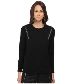 the kooples fleece sweatshirt with leather bands black