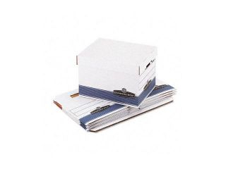 Bankers Box 0078907 Quick/Stor Storage Box, Letter/Legal, Locking Lid, White/Blue, 4/Carton