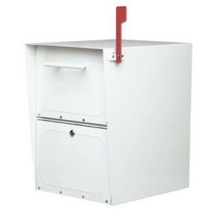Architectural Mailboxes Oasis Post Mount or Column Mount Locking Mailbox in White with Outgoing Mail Indicator 5100W