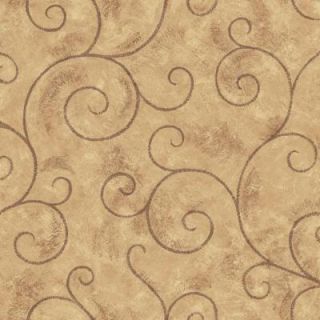 The Wallpaper Company 8 in. x 10 in. Brown Scroll Wallpaper Sample WC1282330S
