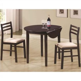 Coaster Dinettes Casual 3 Piece Table and Chair Set in Rich Cappuccino