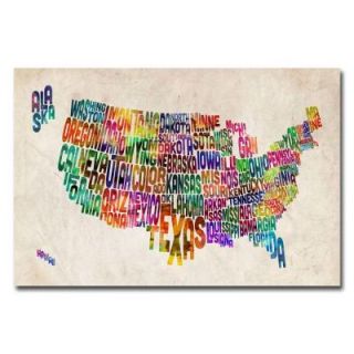 Trademark Fine Art 22 in. x 32 in. US States Text Map Canvas Art MT0167 C2232GG