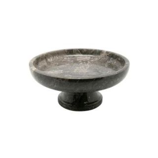 Creative Home 10 in. x 10 in. x 4.375 in. Fruit Bowl on Pedestal in Charcoal Marble 74760