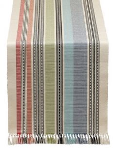 Mediterranean Stripe Table Runner with Fringe by Design Imports