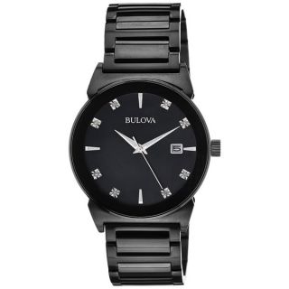 Bulova Mens Black Stainless Steel Quartz Watch   17295936  