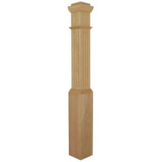 Stair Parts 4092 72 in. x 6 1/4 in. Mahogany Fluted Box Newel Post 4092M 055 SD00L