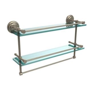 Allied Brass 22 in. W Gallery Double Glass Shelf with Towel Bar in Antique Pewter QN 2TB/22 GAL PEW