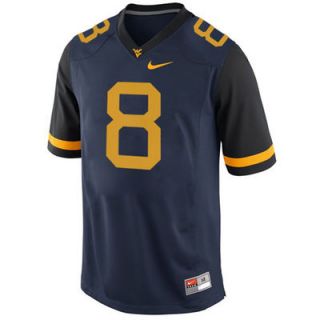 Nike West Virginia Mountaineers #8 Youth Game Football Jersey   Navy Blue