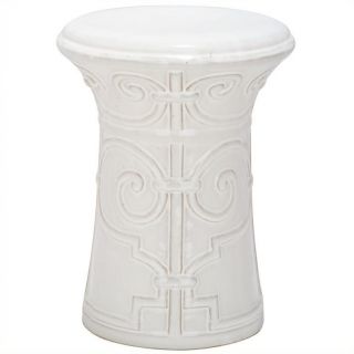 Safavieh Imperial Scroll Ceramic Garden Stool in White   ACS4521A