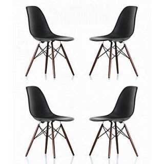 eModern Decor Shell Matte Side Chair (Set of 4); Black