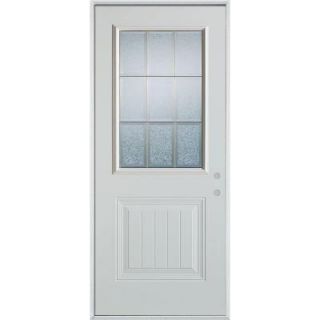 Stanley Doors 36 in. x 80 in. Geometric Glue Chip and Brass 1/2 Lite 1 Panel Prefinished Left Hand Inswing Steel Prehung Front Door 1000S CGC 36 L