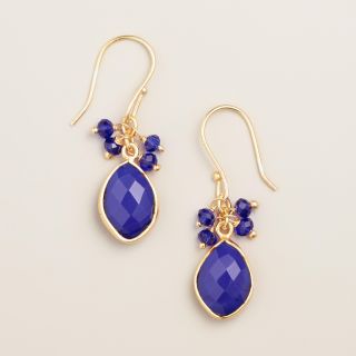 Cobalt Blue Stone Dangle Earrings
