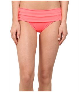 La Blanca Core Solid Slit Skirted Hipster w/ Shirred Waistband Coral