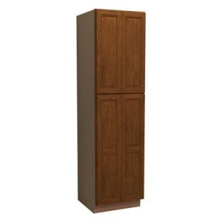 Home Decorators Collection 24x96x24 in. Clevedon Assembled Utility Cabinet with 4 Doors and 4 Rollout Trays in Toffee Glaze U242496 4T CTG