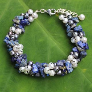 Pearl Lapis Lazuli Gracious Lady Bracelet (4 mm) (Thailand)