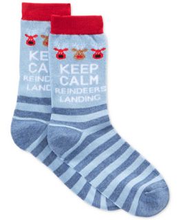 Charter Club Womens Keep Calm Reindeer Socks, Only at
