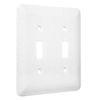 Hubbell TayMac 2 Gang 2 Toggle Princess Metal Wall Plate   White Textured (20 Pack) WRTW TT HD