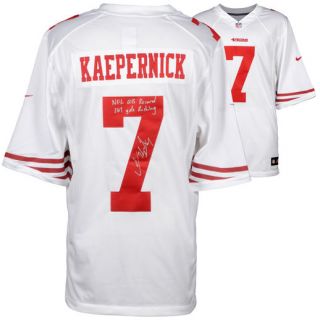 Fanatics Authentic Colin Kaepernick San Francisco 49ers Autographed White Nike Jersey with NFL QB Record 181 Yds Rushing Inscription